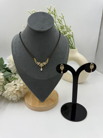 Nivara Diamond Mangalsutra with Earrings – Gold Plated