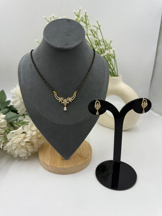 Nivara Diamond Mangalsutra with Earrings – Gold Plated