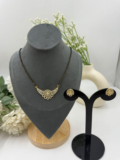 Rynika Diamond Mangalsutra with Earrings – Gold Plated