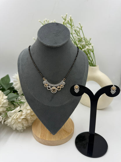 Nysha Diamond Mangalsutra with Earrings – Rose Gold Finish