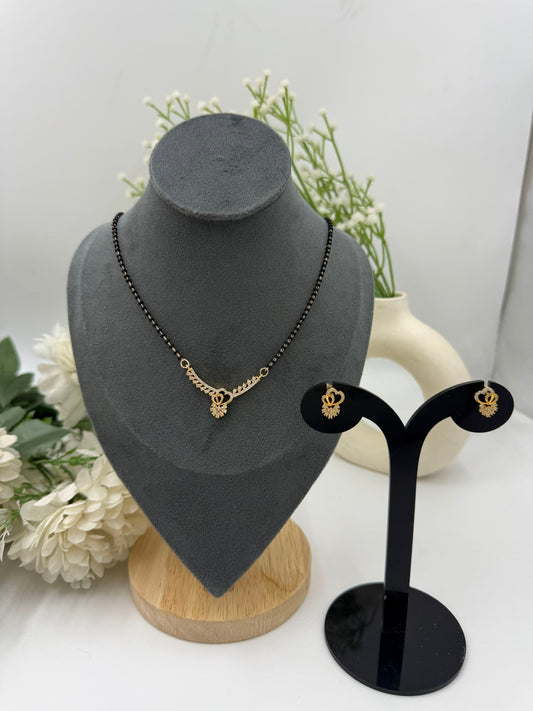 Vireya Diamond Mangalsutra with Earrings – Rose Gold Plated