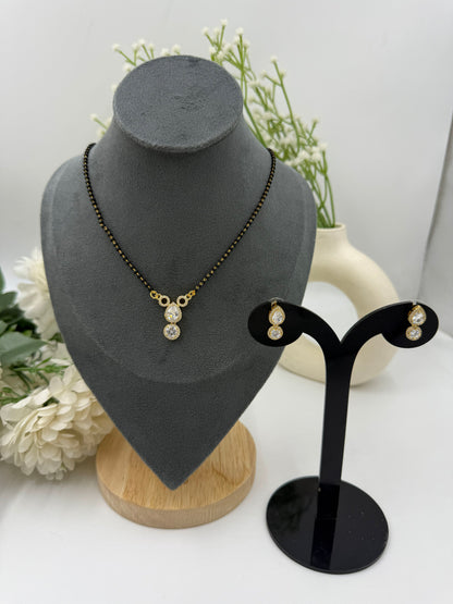 Siyara Diamond Mangalsutra with Earrings – Gold Finish