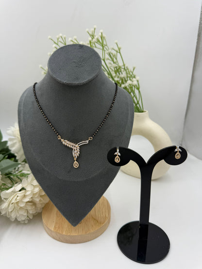 Zivika Diamond Mangalsutra with Earrings – Rose Gold Plated