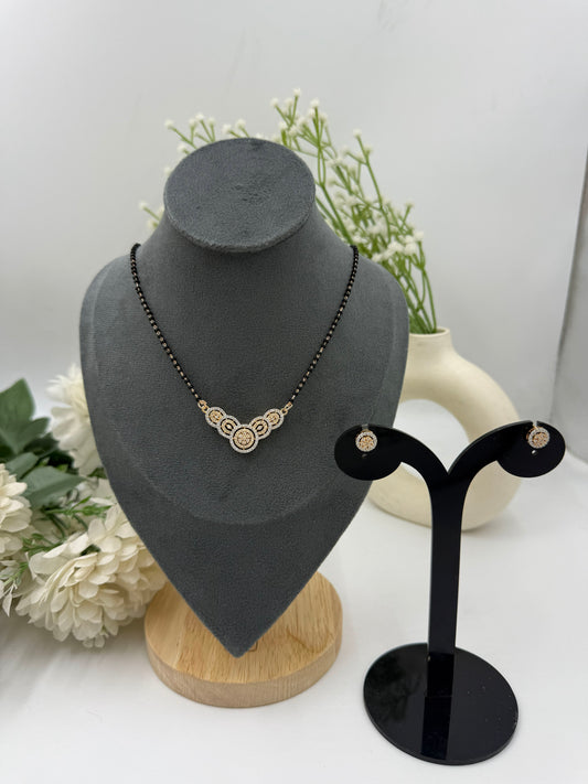 Tivra Diamond Mangalsutra with Earrings – Gold Finish