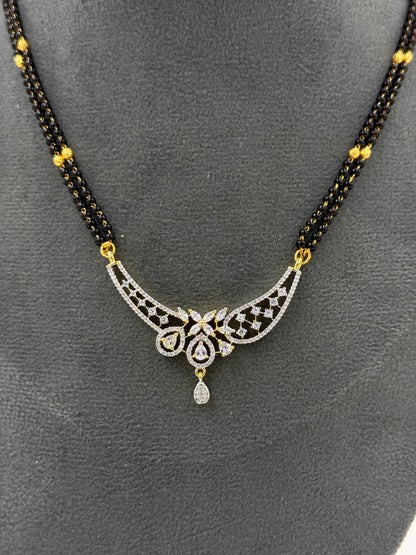 Zayrini Diamond Mangalsutra with Earrings – 18K Gold Plated