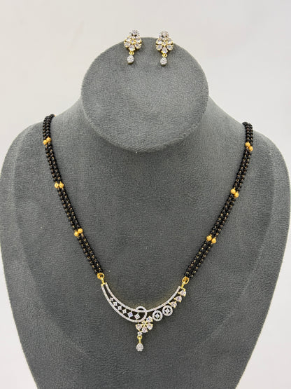 Aarvisha Diamond Mangalsutra with Earrings – 18K Gold Plated