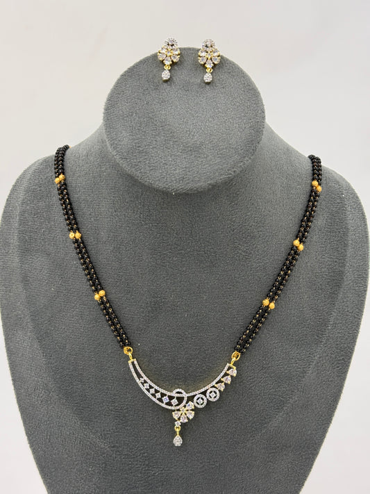 Aarvisha Diamond Mangalsutra with Earrings – 18K Gold Plated