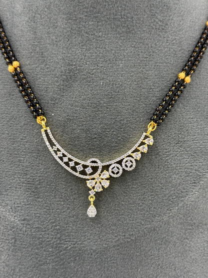 Aarvisha Diamond Mangalsutra with Earrings – 18K Gold Plated