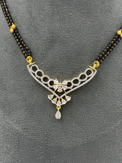 Ruvanya Diamond Mangalsutra with Earrings – 18K Gold Plated