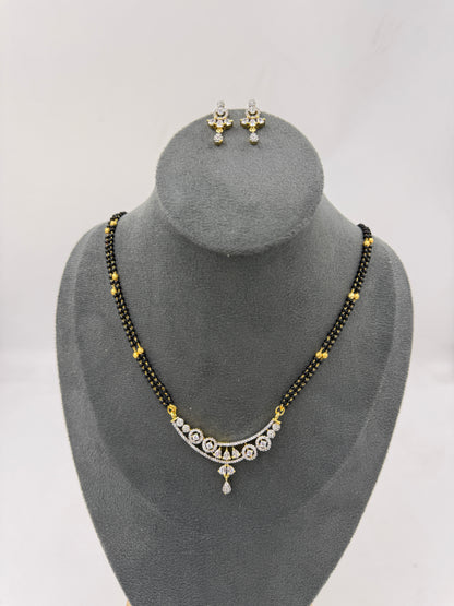Kyraani Diamond Mangalsutra with Earrings – 18K Gold Plated