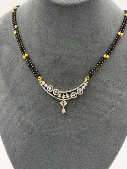 Kyraani Diamond Mangalsutra with Earrings – 18K Gold Plated