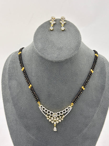 Yuvanika Diamond Mangalsutra with Earrings – 18K Gold Plated