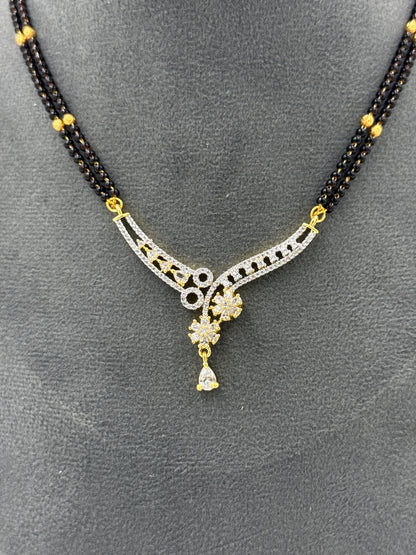 Myravya Diamond Mangalsutra with Earrings – 18K Gold Plated