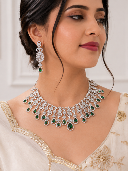 Emerald Green Jelvi Zirconia Statement Jewellery Set