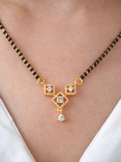 Kiyana Diamond Mangalsutra with Earrings – Gold Plated