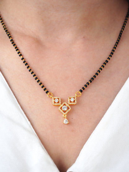 Kiyana Diamond Mangalsutra with Earrings – Gold Plated