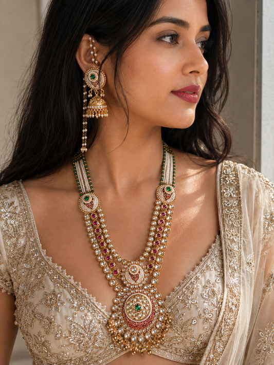 Kohinoori Moissanite Kundan Bridal Jewellery Set