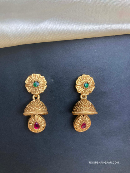 Multicolor Krithika Temple Jhumkis