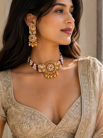 Ruby Lavanya Elephant Jewellery Set