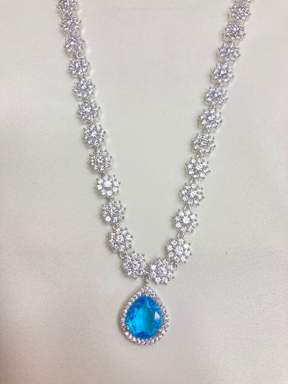 Aqua Lily Zirconia Jewellery Set