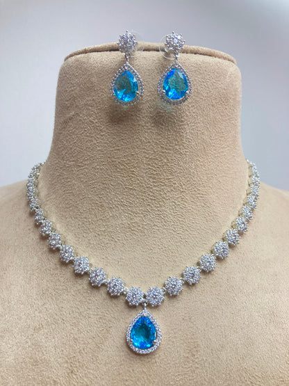 Aqua Lily Zirconia Jewellery Set