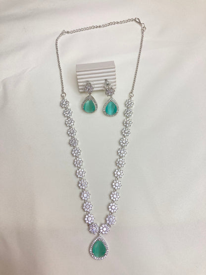 Mint Lily Zirconia Jewellery Set