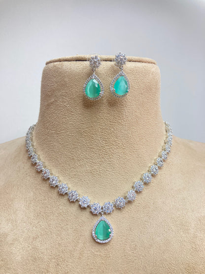 Mint Lily Zirconia Jewellery Set