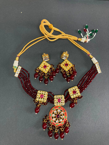 Maroon Mita Jewellery Set