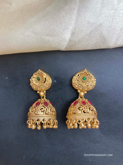 Multicolor Minaxi Temple Jhumkis