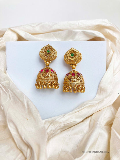 Multicolor Minaxi Temple Jhumkis