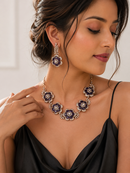Purple Natalia Zirconia Jewellery Set