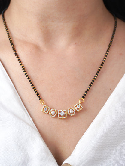 Navira Diamond Mangalsutra with Earrings – Gold Plated