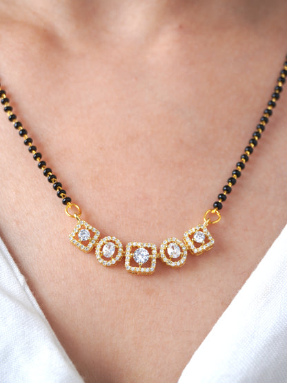 Navira Diamond Mangalsutra with Earrings – Gold Plated