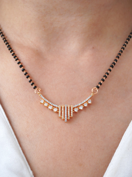 Neyvika Diamond Mangalsutra with Earrings – Rose Gold Plated
