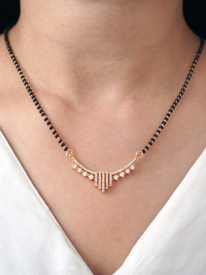 Neyvika Diamond Mangalsutra with Earrings – Rose Gold Plated