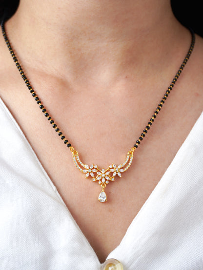 Nivara Diamond Mangalsutra with Earrings – Gold Plated
