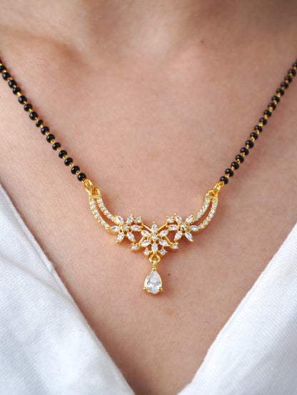 Nivara Diamond Mangalsutra with Earrings – Gold Plated