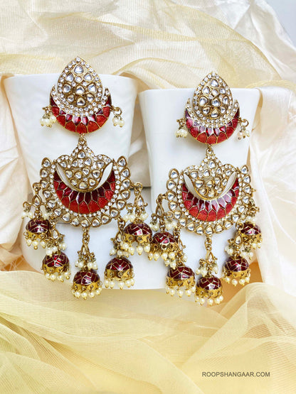 Maroon Nupur Jhumkis