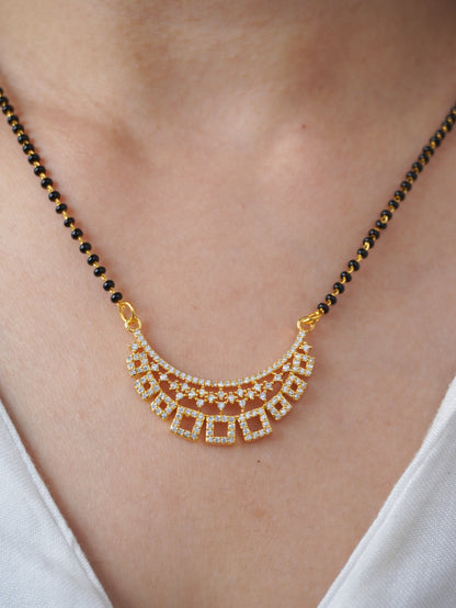 Nyrika Diamond Mangalsutra with Earrings – Gold Plated