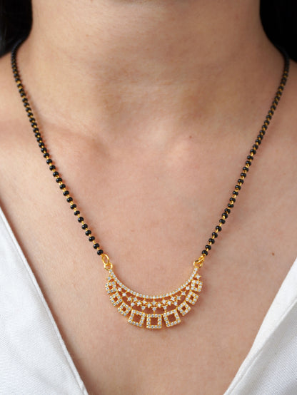 Nyrika Diamond Mangalsutra with Earrings – Gold Plated