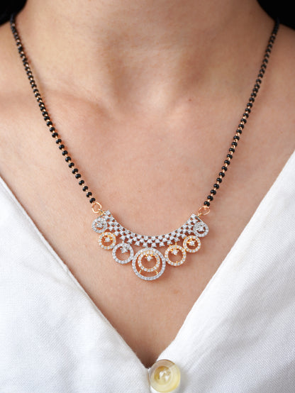 Nysha Diamond Mangalsutra with Earrings – Rose Gold Finish