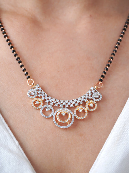 Nysha Diamond Mangalsutra with Earrings – Rose Gold Finish