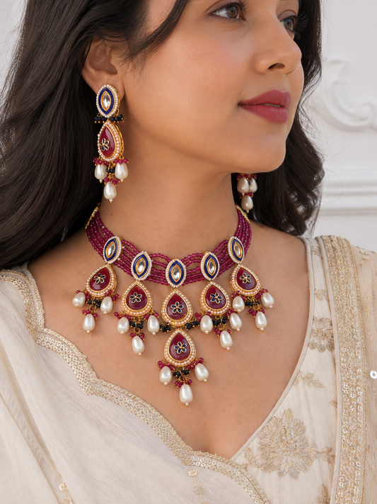 Pink Sudipa  Jewellery Set