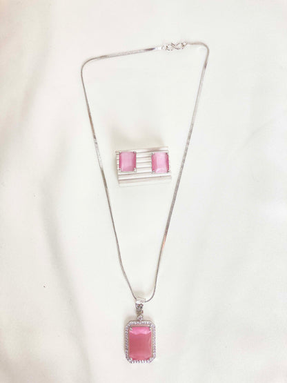 Pink Zaara Pendent Set