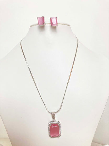 Pink Zaara Pendent Set