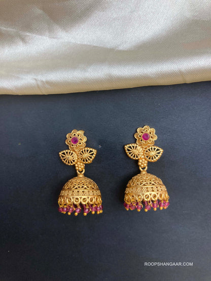 Ruby Priya Temple Jhumkis