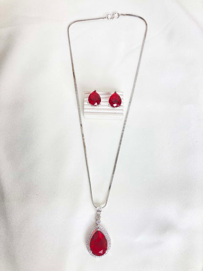 Red Rhea Pendent Set