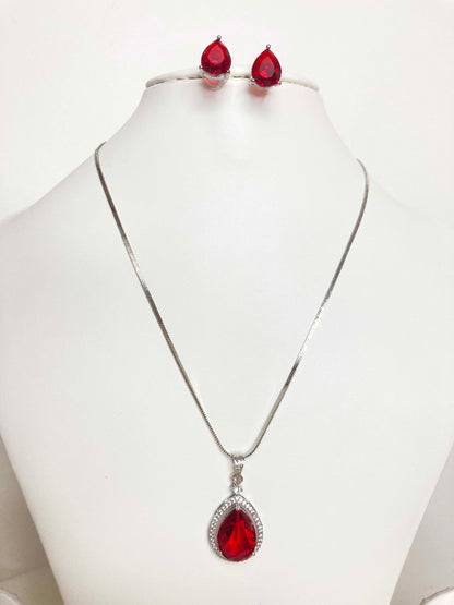 Red Rhea Pendent Set
