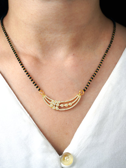 Reyva Diamond Mangalsutra with Earrings – Gold Plated