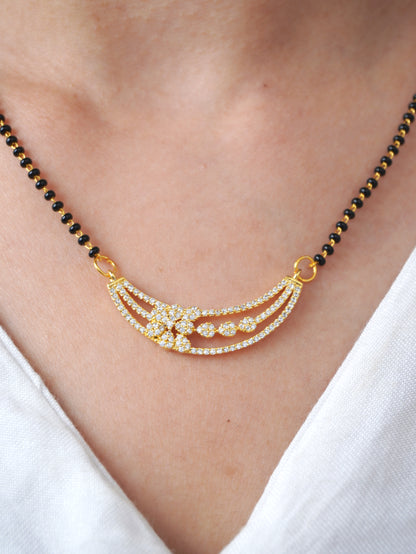 Reyva Diamond Mangalsutra with Earrings – Gold Plated